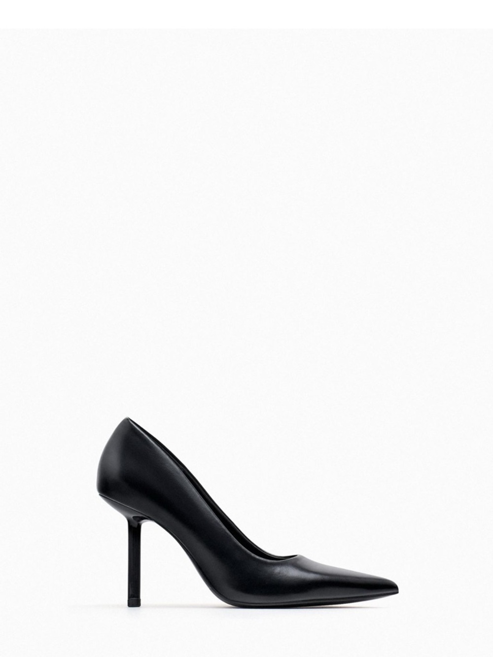 Zara Black Pointed Leather Stiletto Pump